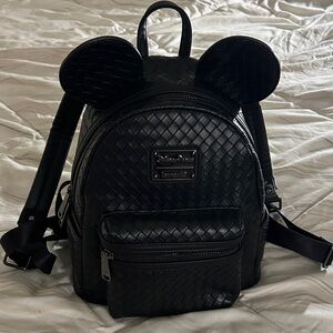 Loungefly Black Woven Backpack with Ears